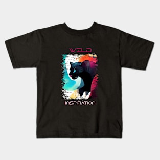 Panther Wild Nature Animal Colors Art Painting Kids T-Shirt